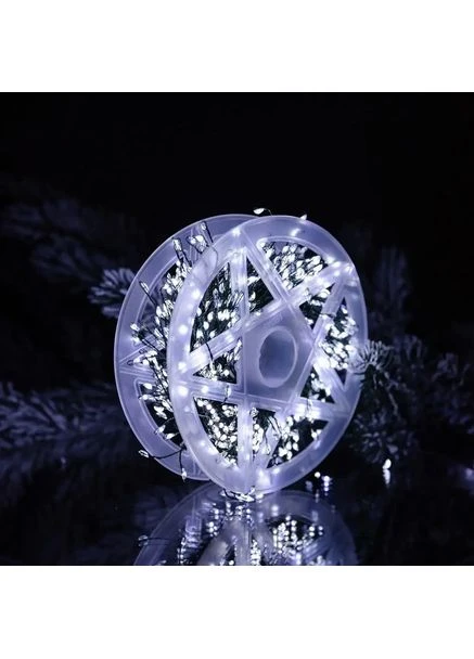 Гірлянда Роса мішура на зеленому проводі 20 метрів 600 LED Білий No Brand (370606483)