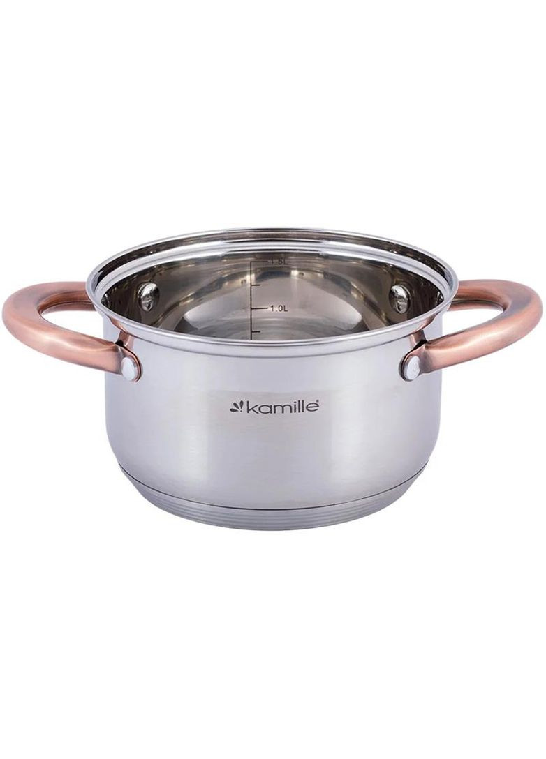 Кастрюля из нержавеющей стали 4.5л с мерной шкалой для варки и приготовления пищи кастрюля для индукции Kamille (368988425)