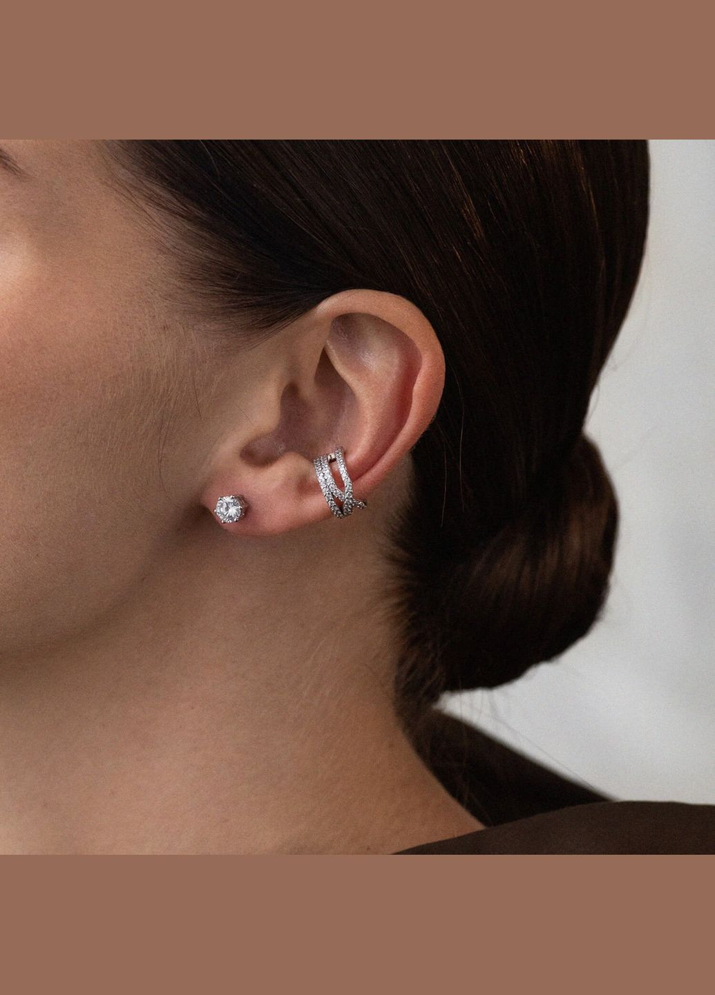 Срібні сережки - пусети з фіанітами 12623 Oniks (280916681)