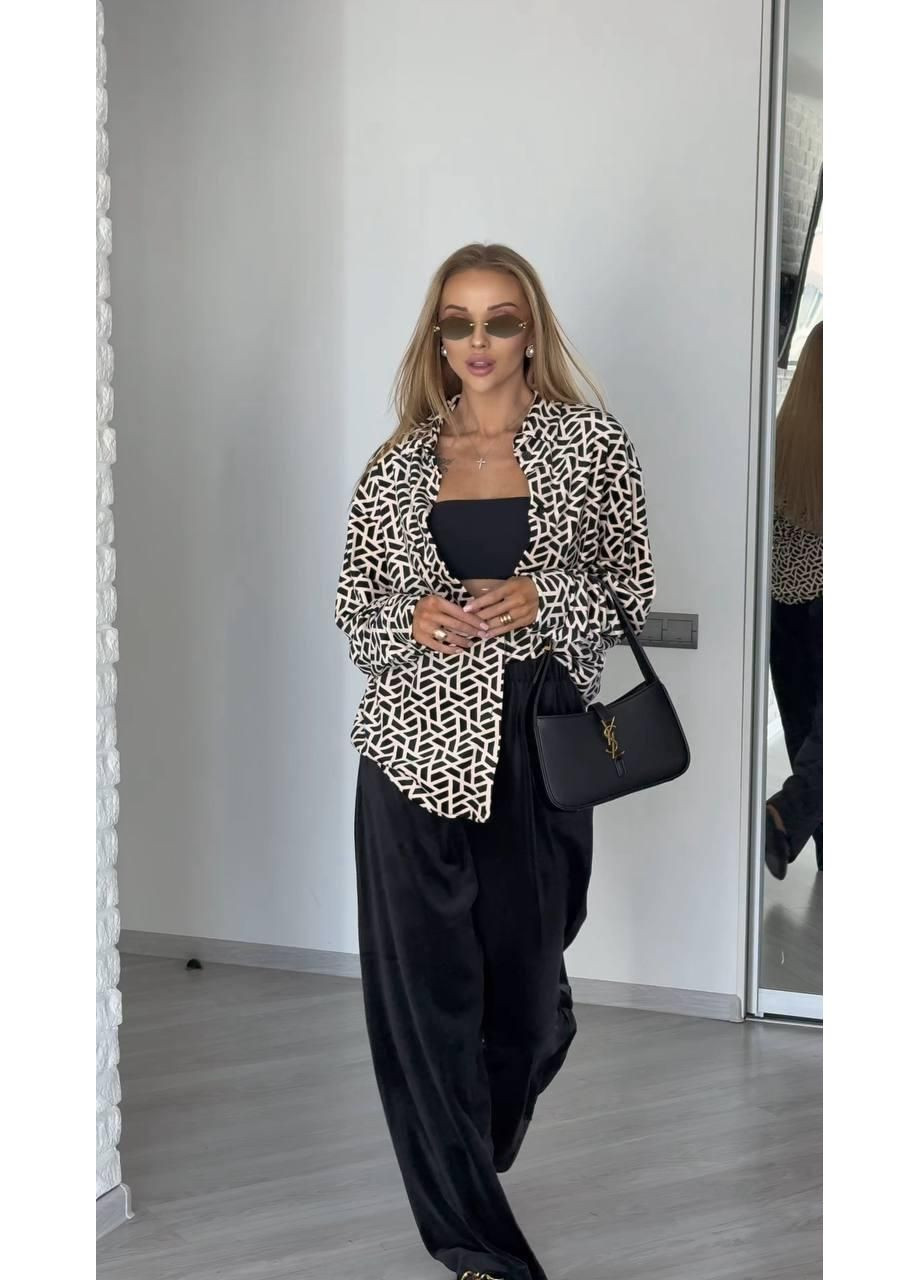 Костюм жіночій двійка велюровий з принтом преміум якості теплий на осінь JUGO Atel 077 (362572085)