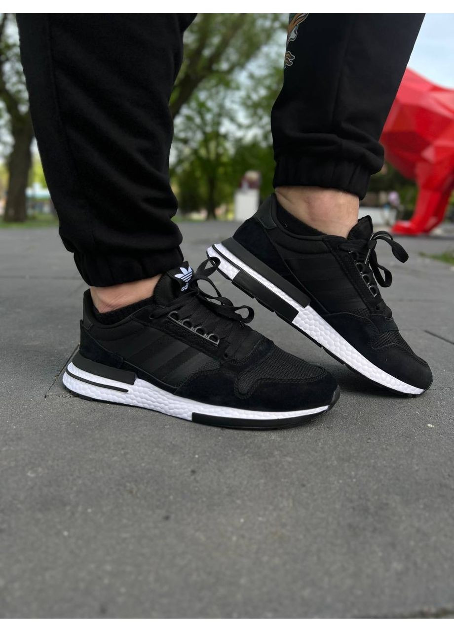 Чорні Осінні кросівки чоловічі adidas zx 500 black / white адідас zx 500 No Brand