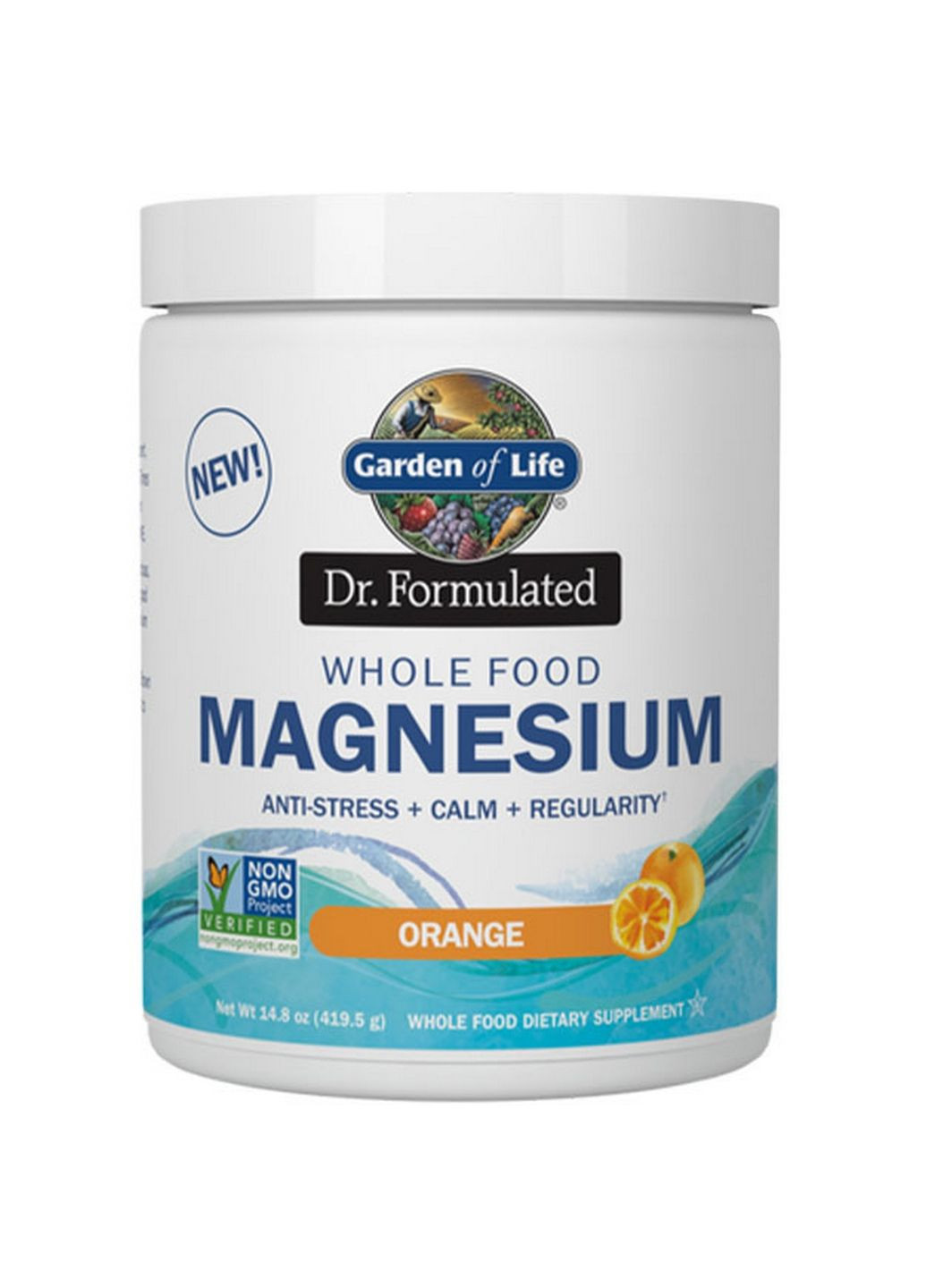Вітаміни та мінерали Dr. Formulated Whole Food Magnesium, 420 грам Апельсин (419 грам) Garden of Life (293416909)