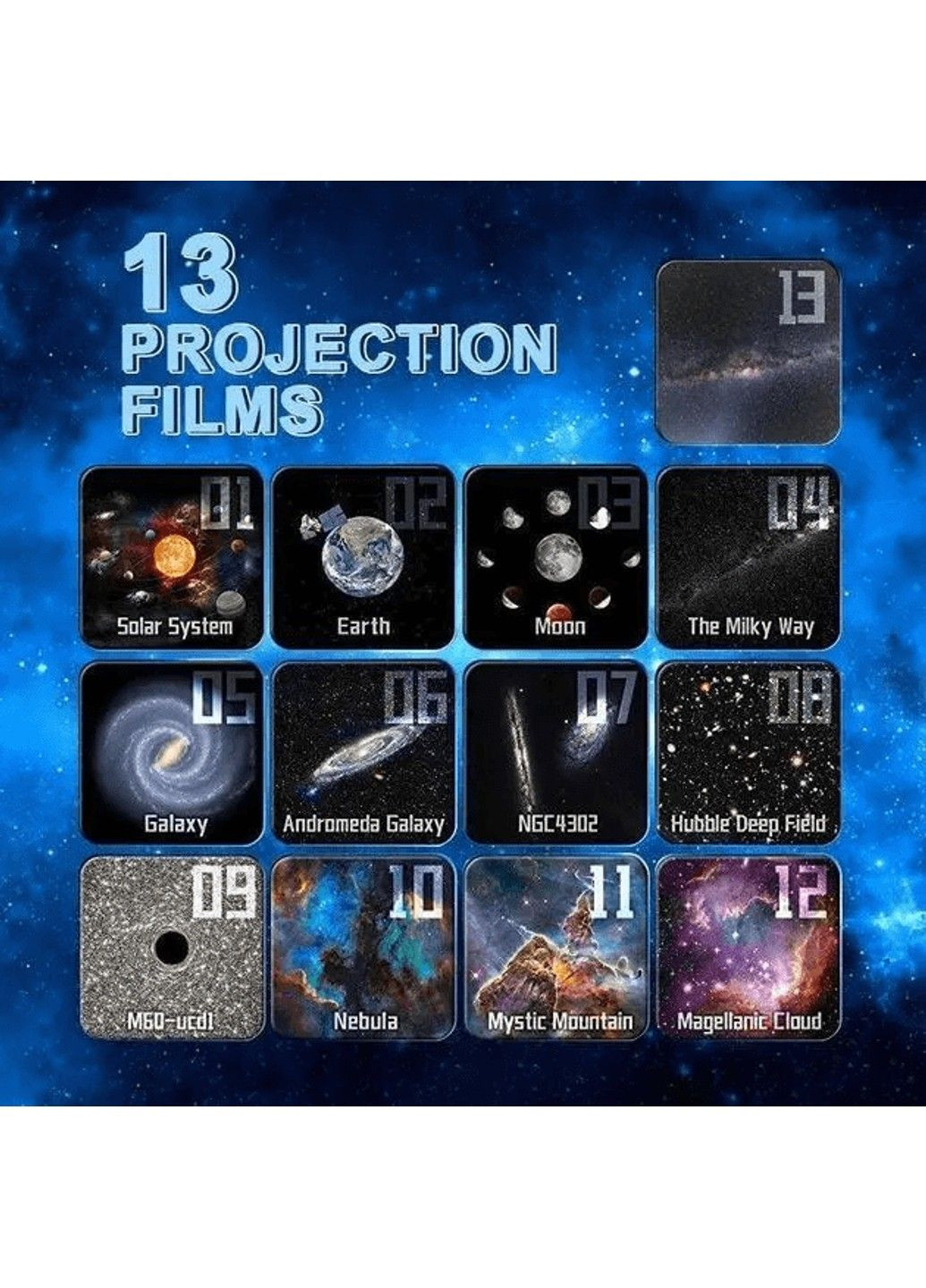 Проектор зоряного неба на 13 картриджів галактик на 360° No Brand (360544755)