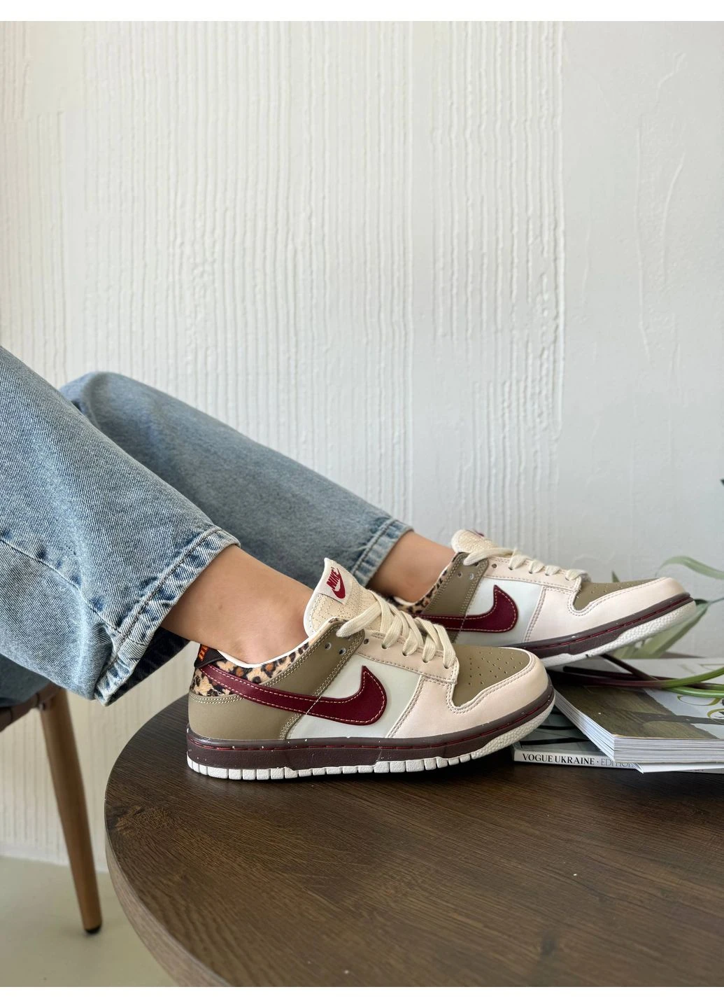 Бежеві літні кросівки nike dunk beige leo найк данк No Brand