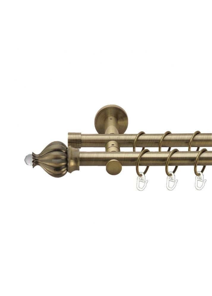 Карниз Таджа-Кристал металевий дворядний реверсивний гладка труба Антик 19\19 мм 200 см (00-00013409) ORVIT (300286166)