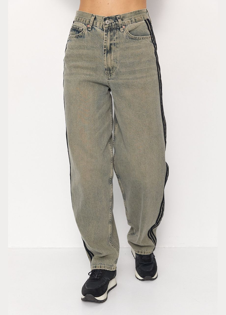 Широкі джинси з лампасами Lurex - (312383284)