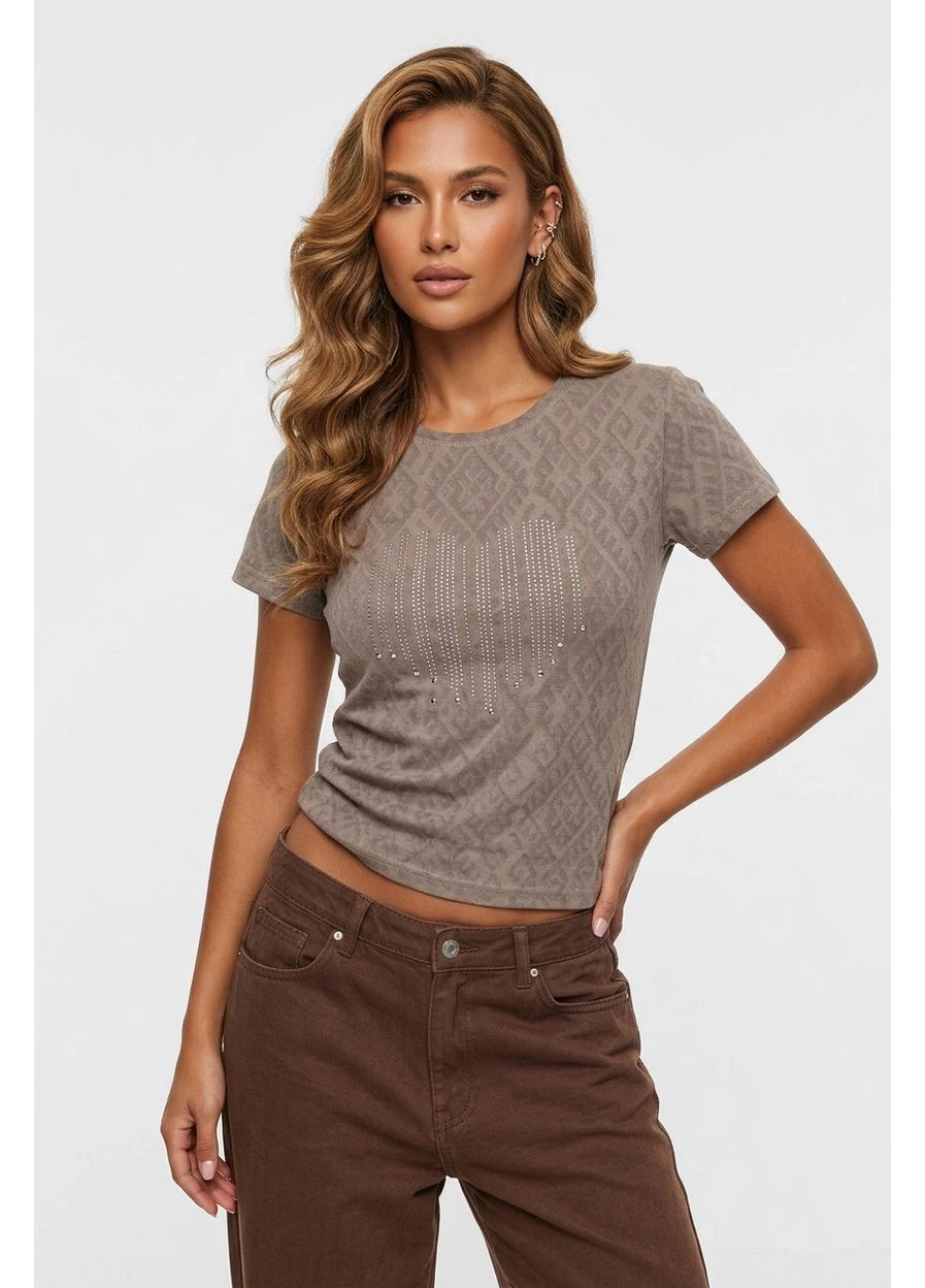 Кофта женская бежевого цвета с принтом Let's Shop (402619435)
