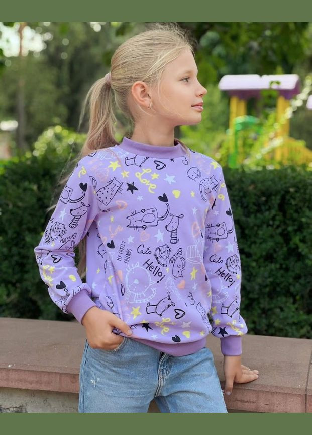 No Brand свитшот для девочки hc (h001-6069-024-5) фиолетовый повседневный