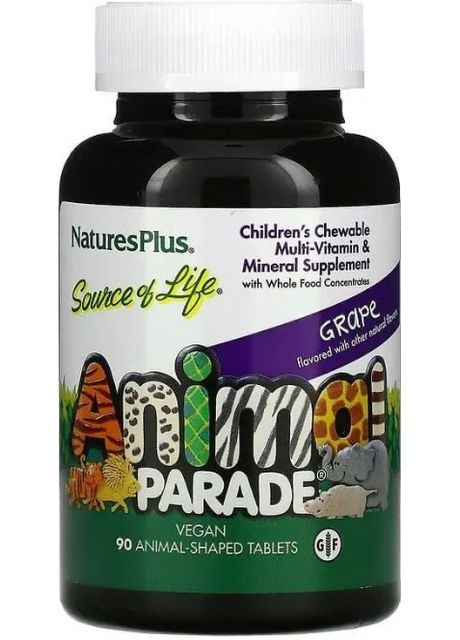 Вітаміни та мінерали для дітей Nature's Pluss Chewable Multi-Vitamin & Mineral 90 жув таб виноград Nature's Plus (359473344)
