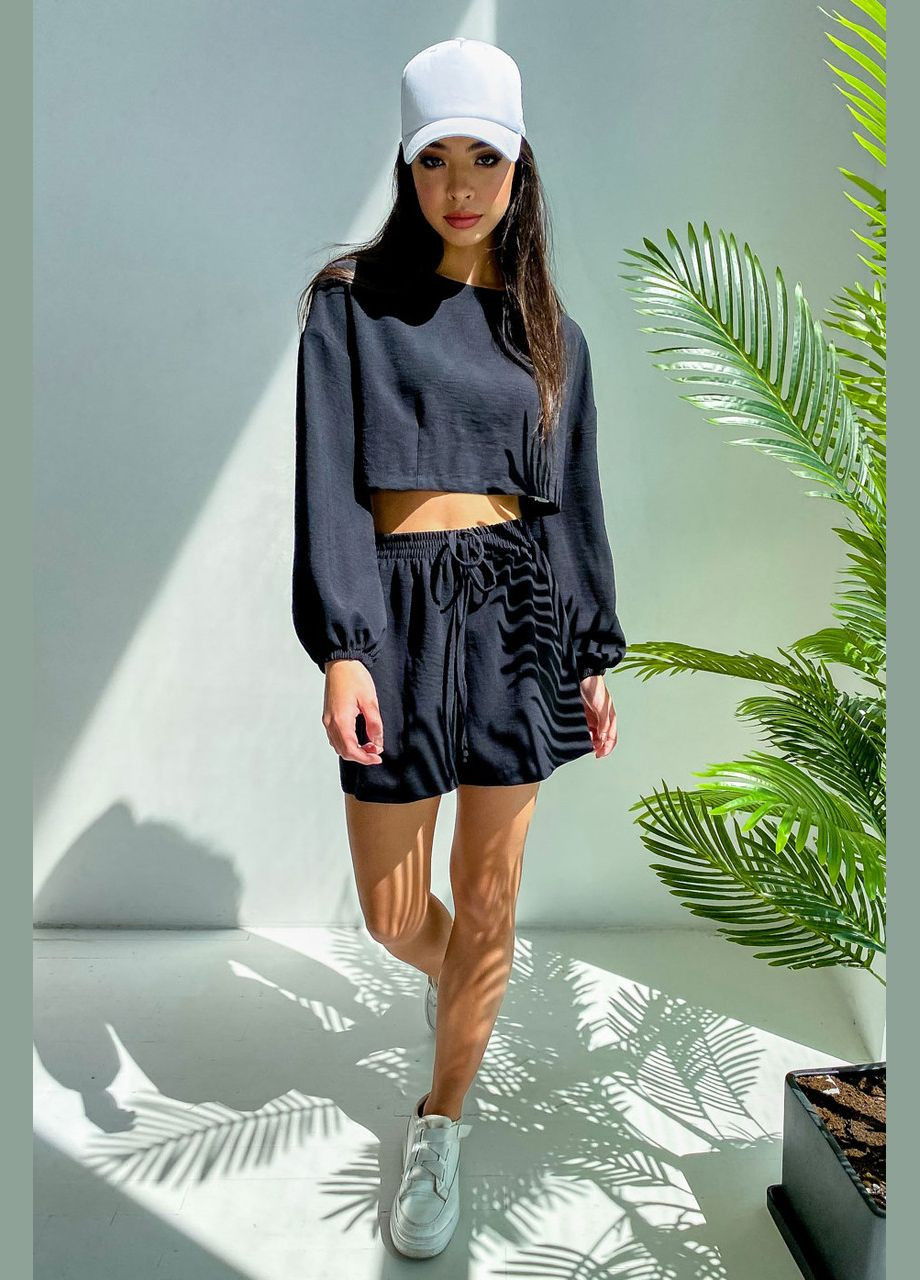 Летний топ костюм с шортами. Черный Seventeen (345707890)