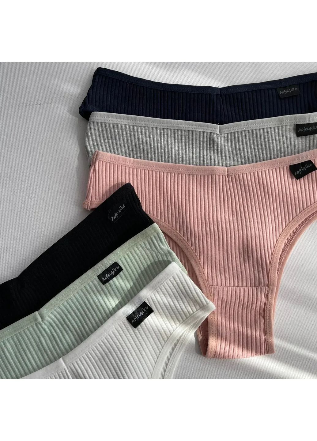 Жіночі труси бразиліани в рубчик, набір трусів для жінок 6 шт, зручні жіночі труси коттонові бразиліани No Brand Бразиліани (365814713)