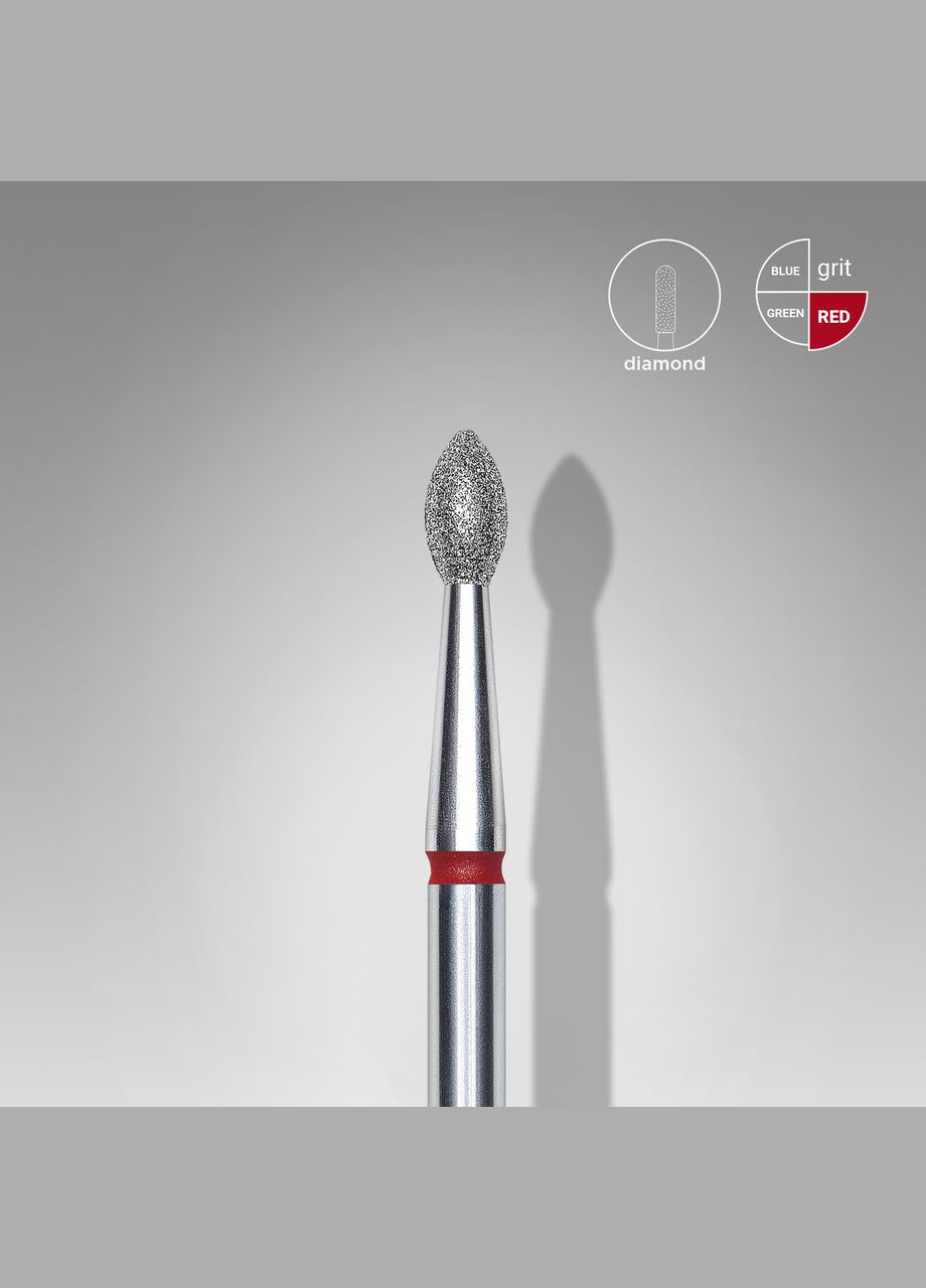 Фреза алмазна staleks pro почка гостра червона діаметр 2,5 мм / робоча частина 4,5 мм Stalex (306548003)