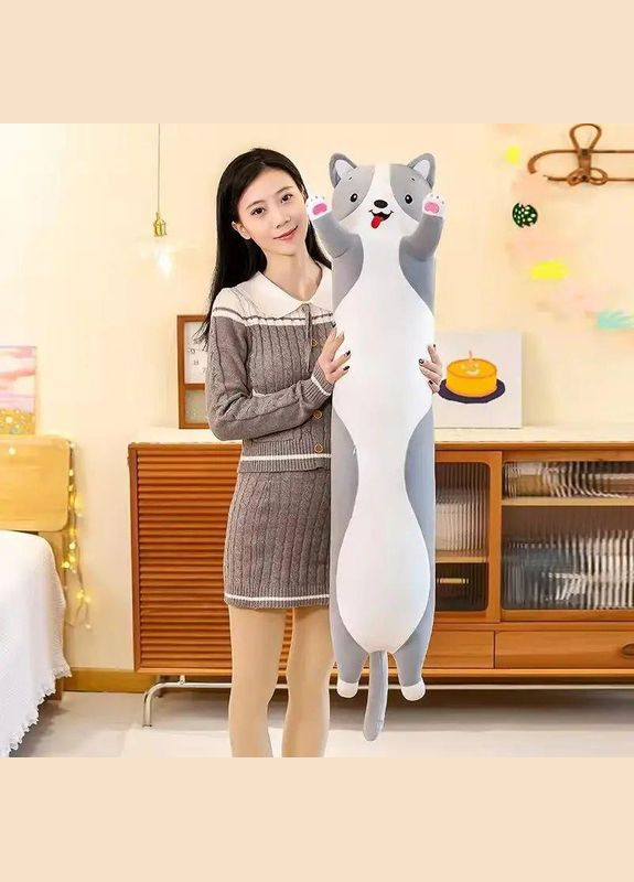 М'яка плюшева іграшка із серії Пес батон, Сірий собака 70 см КІМ (303137229)