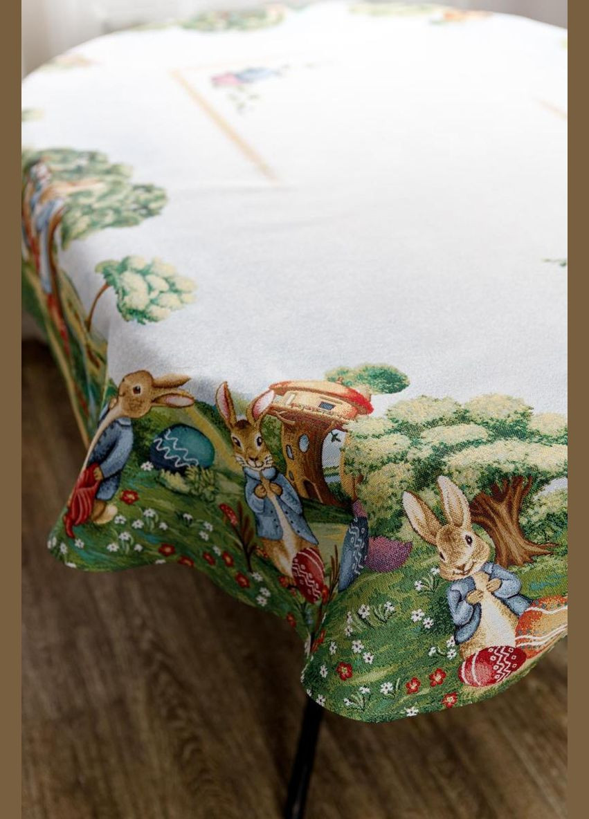 Гобеленова скатертина на стіл Лужайка овальна Прованс (326807398)