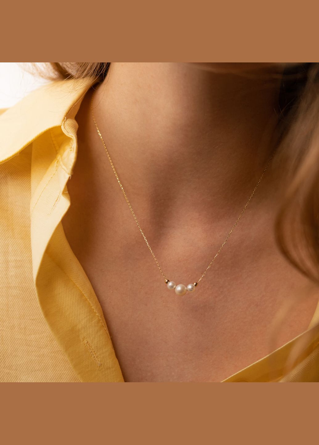 Колье с шариками и жемчугом (желтое золото) кол02405 45 Oniks (275533898)