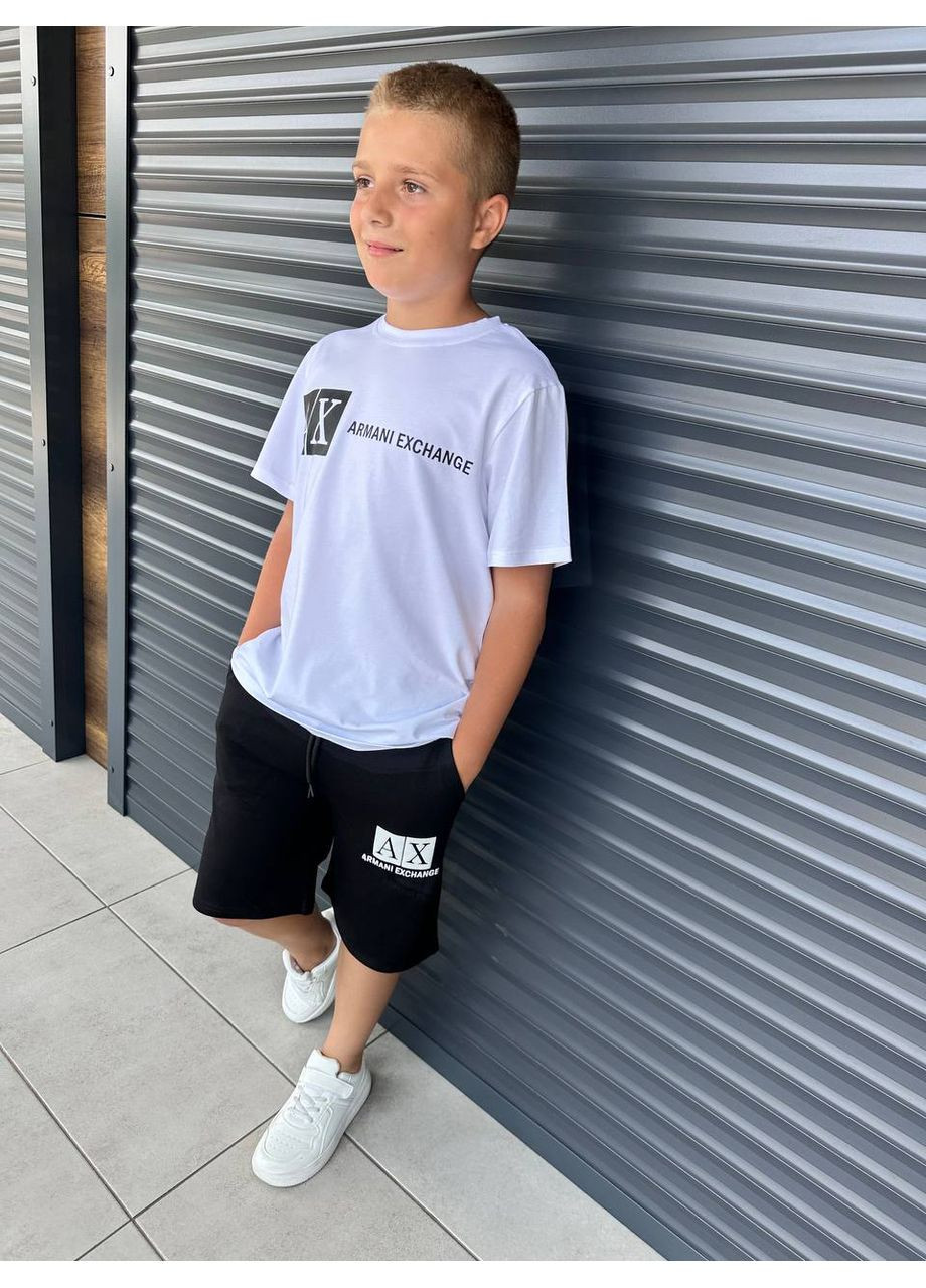Чорно-білий літній костюм футболка + шорти хлопчик No Brand