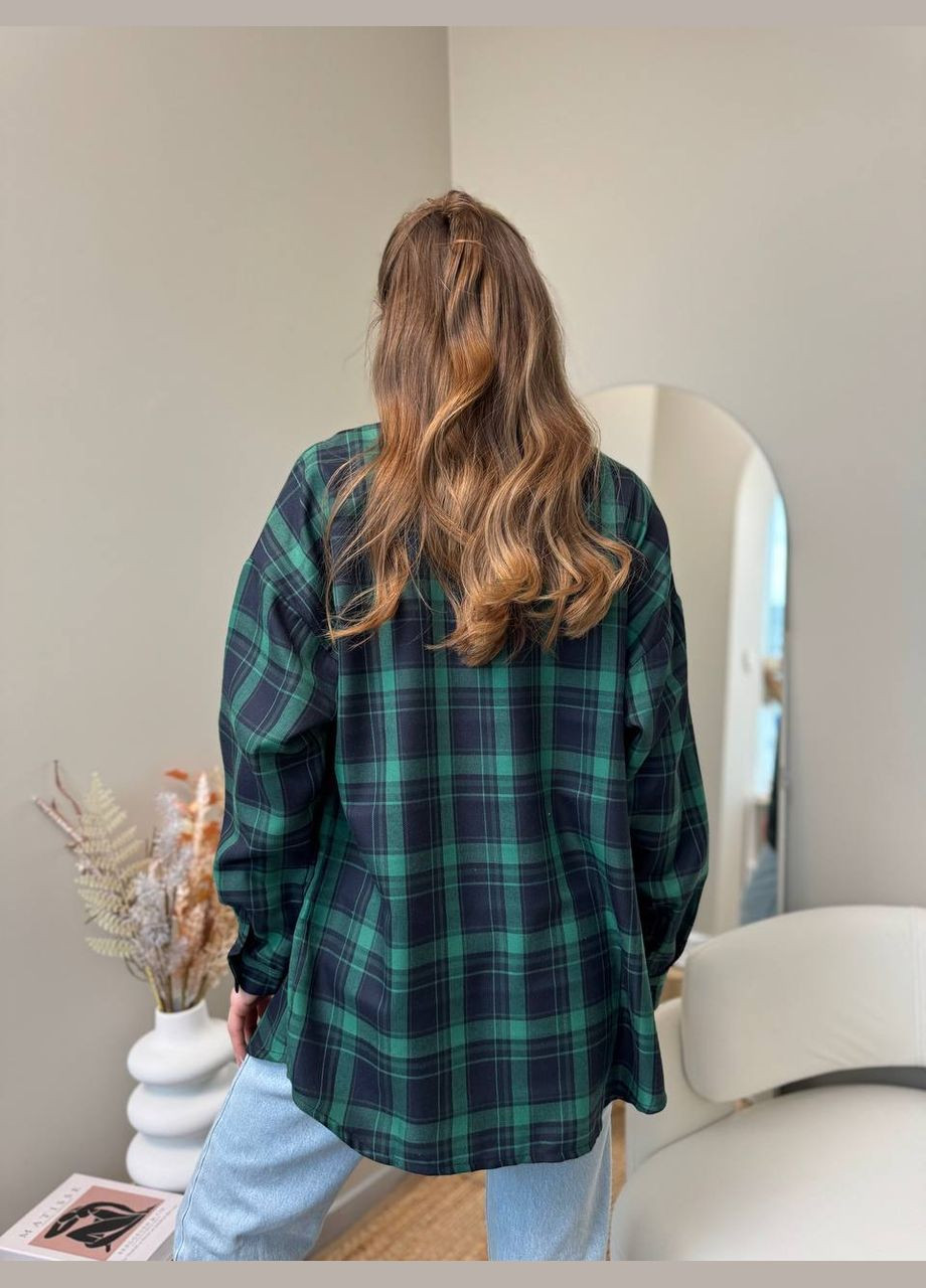 Темно-зеленая кэжуал рубашка в клетку MonCher с длинным рукавом