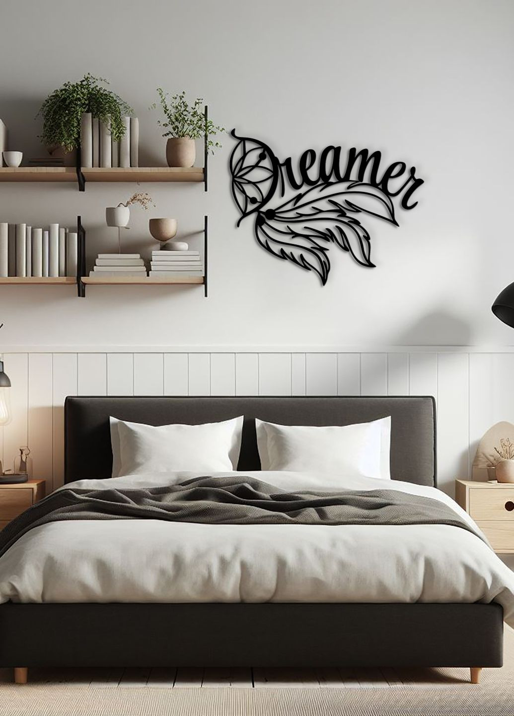 Современная картина на стену в спальню, деревянный декор для дома "Сон", оригинальный подарок 50х65 см Woodyard (292113261)