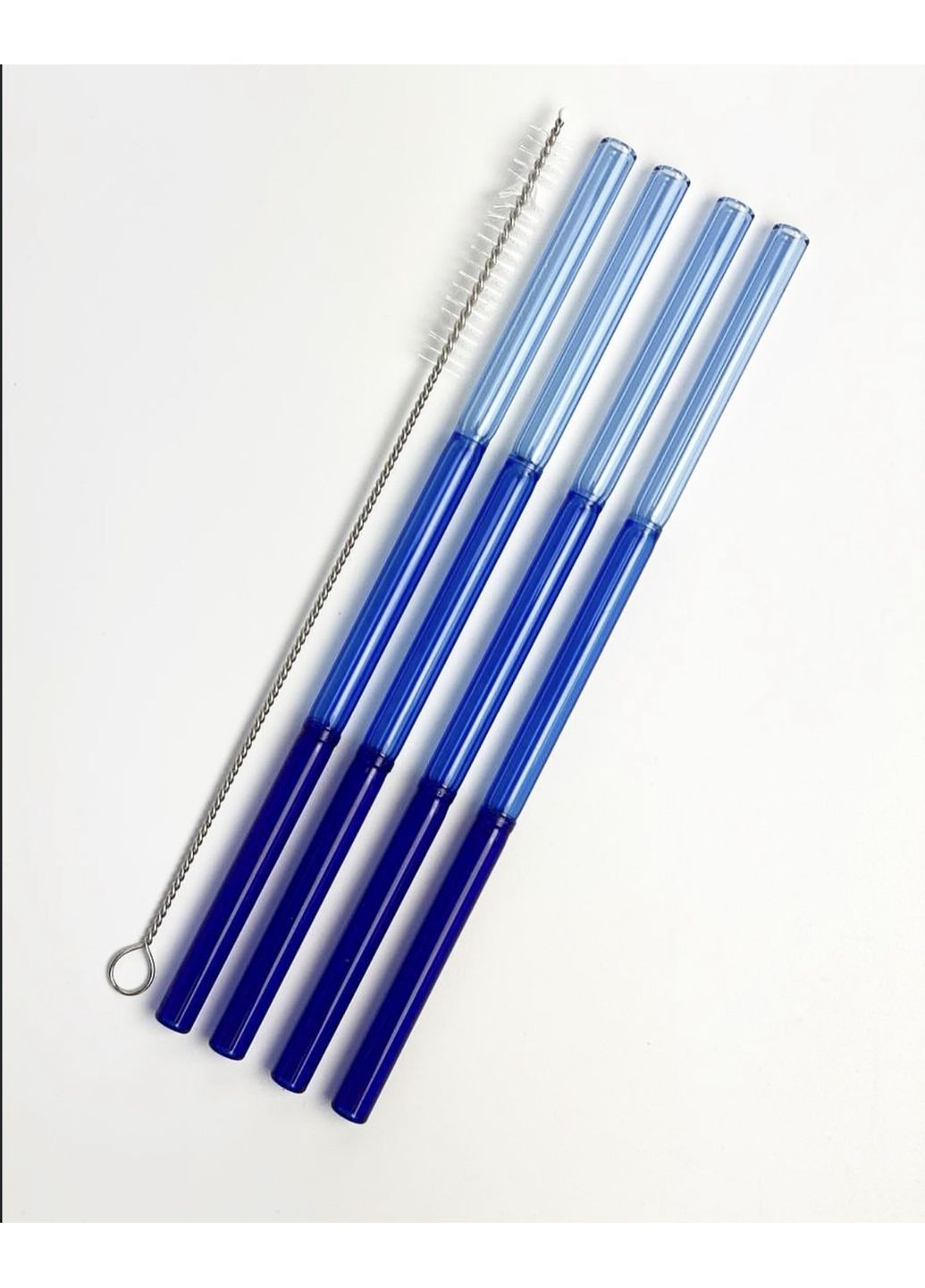 Набір 6 шт скляних трубочок скляних +щіточка Home Decor (368559407)