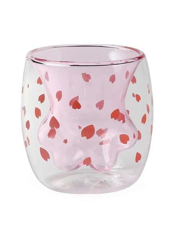 Стекляная чашка-стакан с двойным дном Кошачая лапка, 250мл, 2 цвета Розовый OSM (319155292)