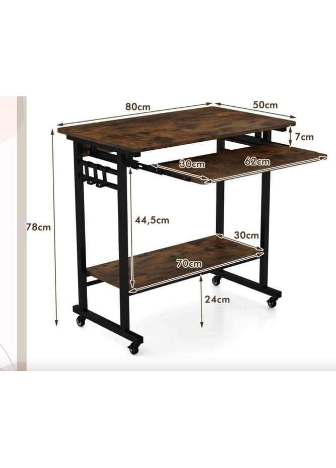 Компьютерный стол Otto с выдвижной подставкой для клавиатуры Costway (361952177)