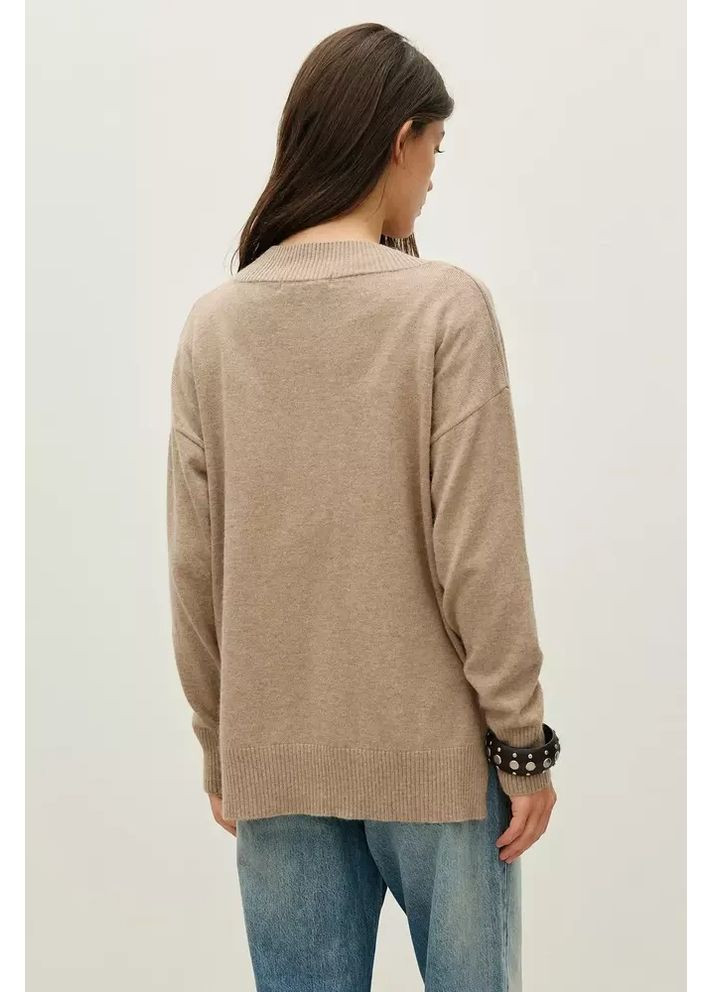 Бежевий светр жіночий v-виріз mkrm4297 Rica Mare