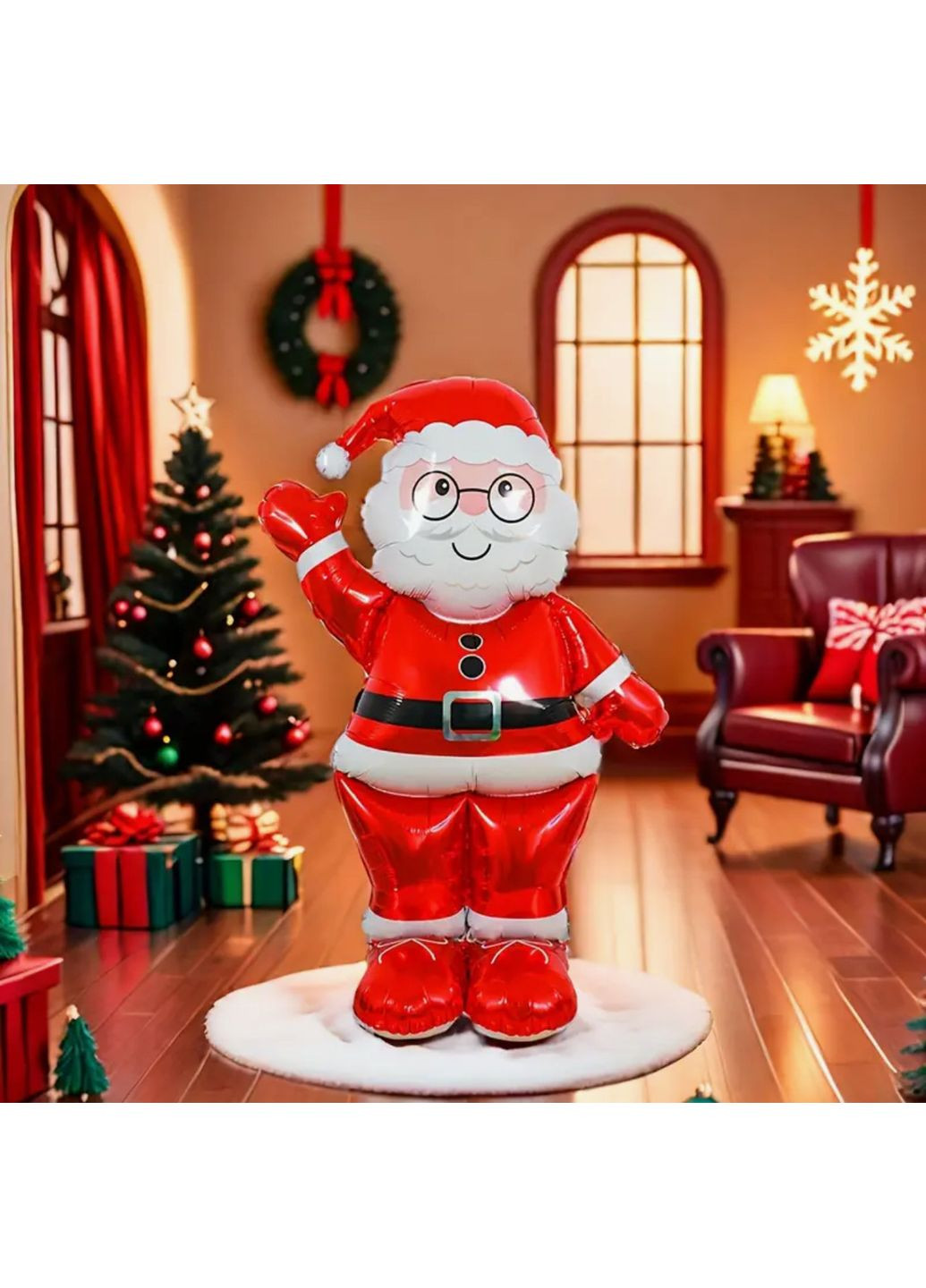 Надувной Дед Мороз 155 см - большой праздничный баллон, статуя, декор для Нового года и Рождества для дома и улицы No Brand (370454919)