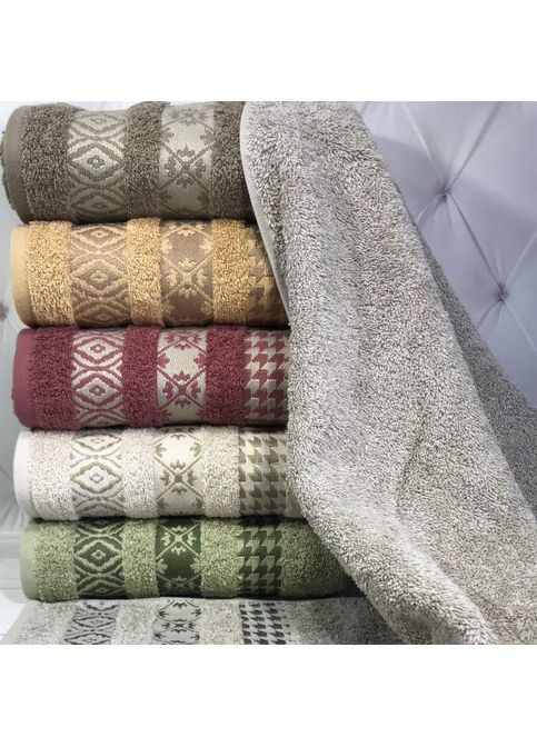 Набір банних рушників 6 штук бавовна для ванної м'які та поглинаючі рушники 70х140 см Pupilla комбінований