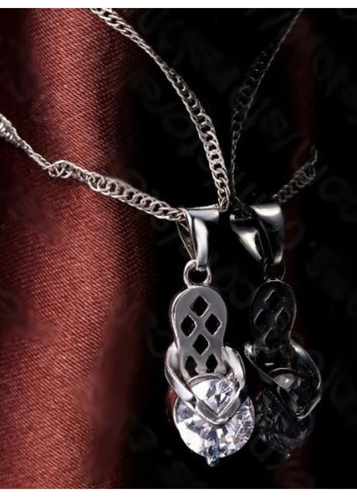 Посріблений комплект з фіанітами кулон з сережками туфлі, 10-133 No Brand (368887119)