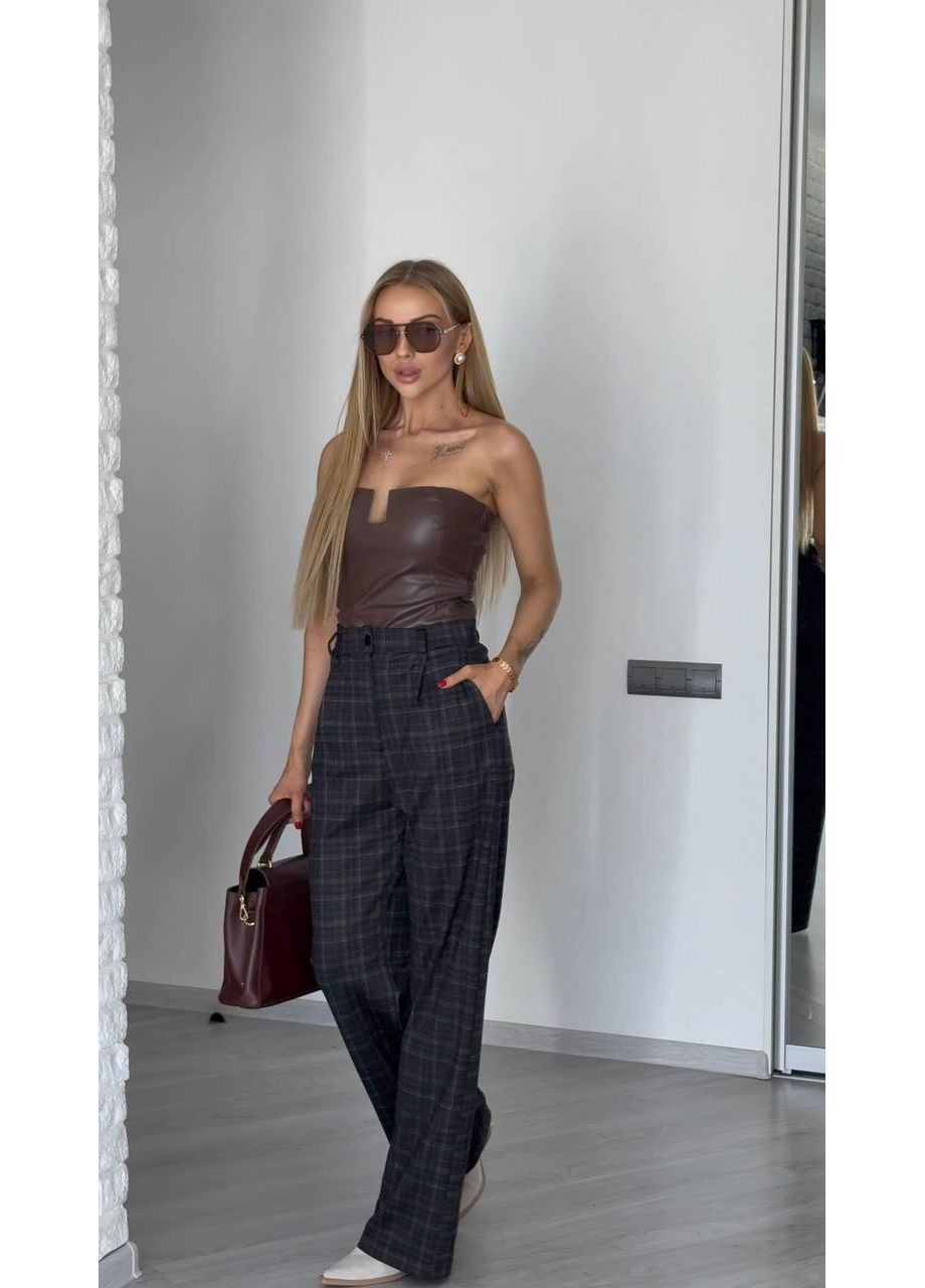 Женские брюки в клетку с высокой талией MonCher (361057372)