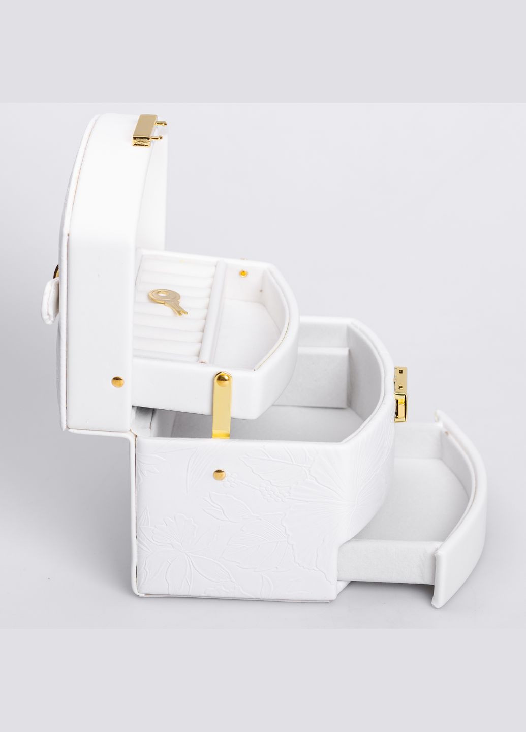 Кейс-ящик для украшений с замком 15,5х11,5х11,5 см, белый Yiwu (324071044)