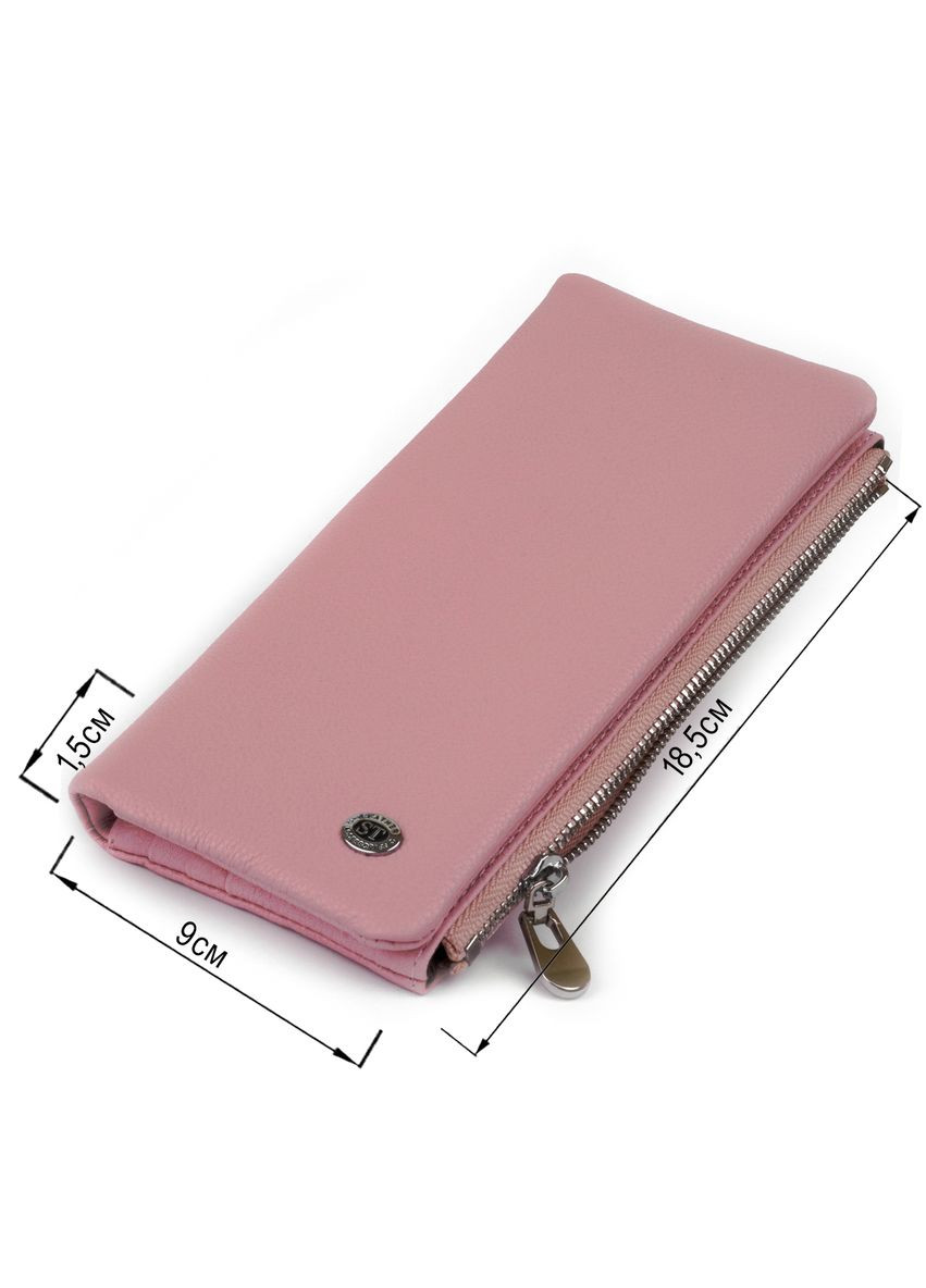 Женский кошелек на кнопке с карманом на молнии из натуральной кожи розовый (sku_19201) No Brand (328218815)