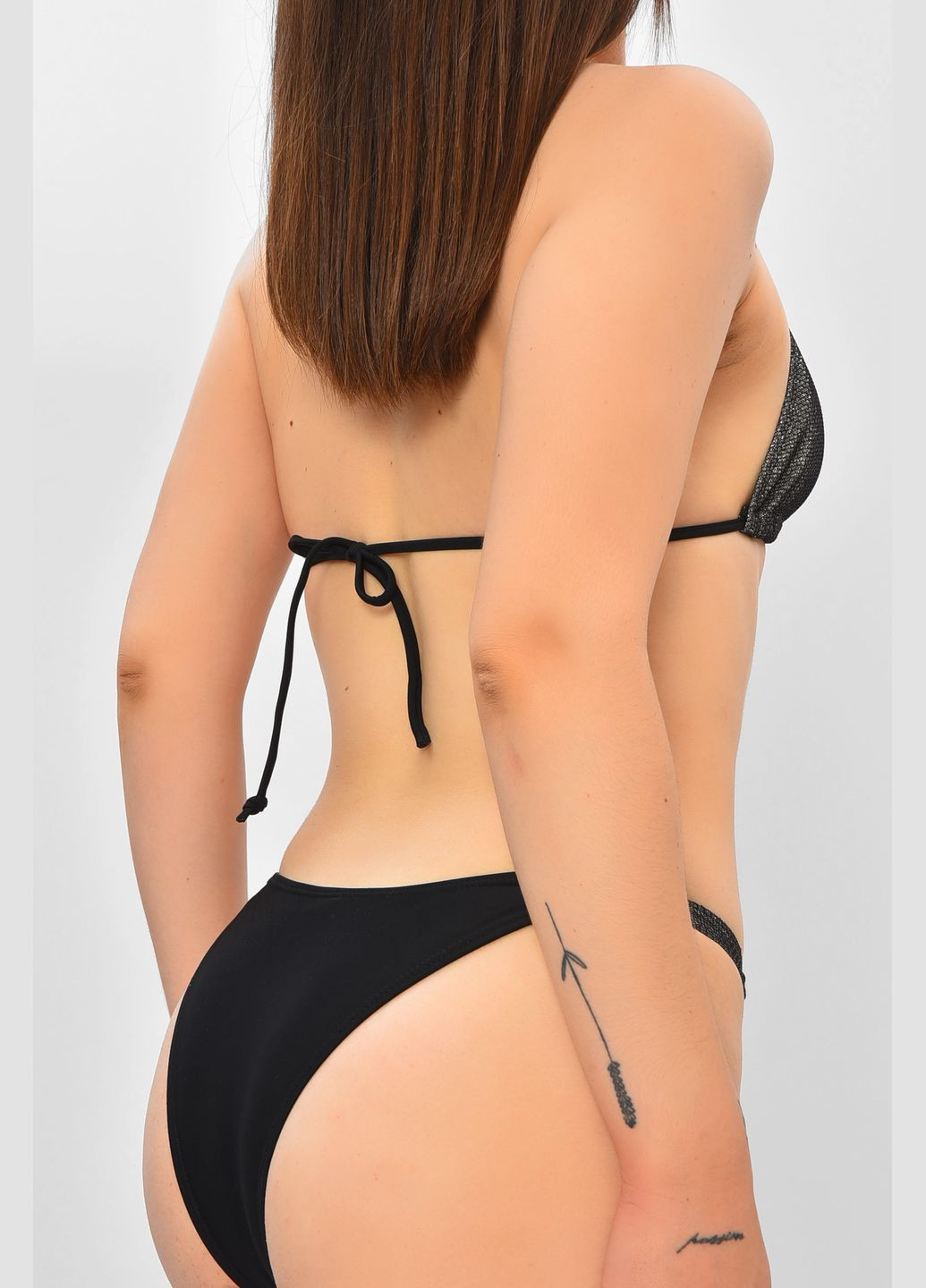 Черный летний купальник женский черного цвета люрекс раздельный Let's Shop