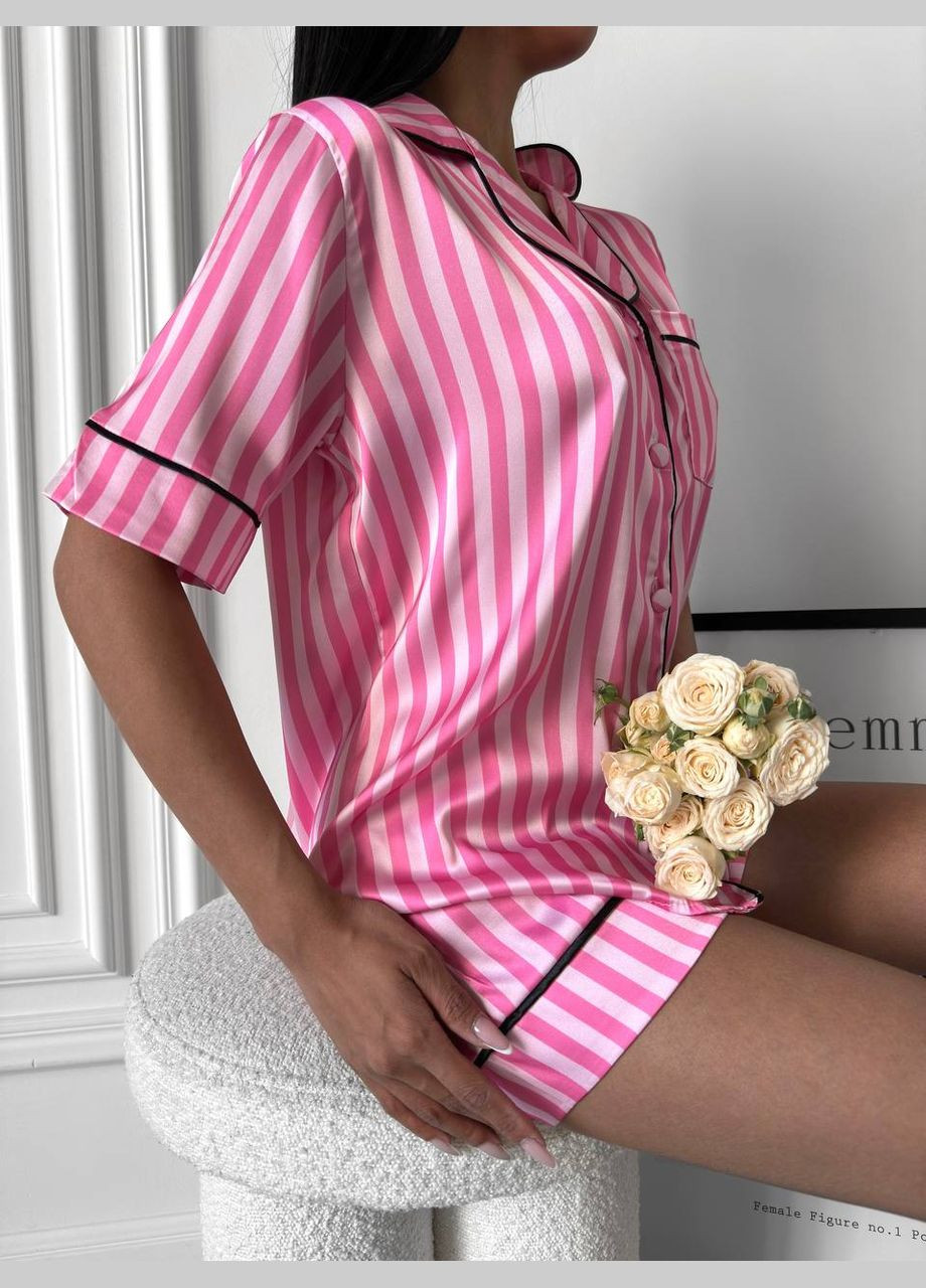 Розовая всесезон нежная стильная пижамка с шортиками Vakko