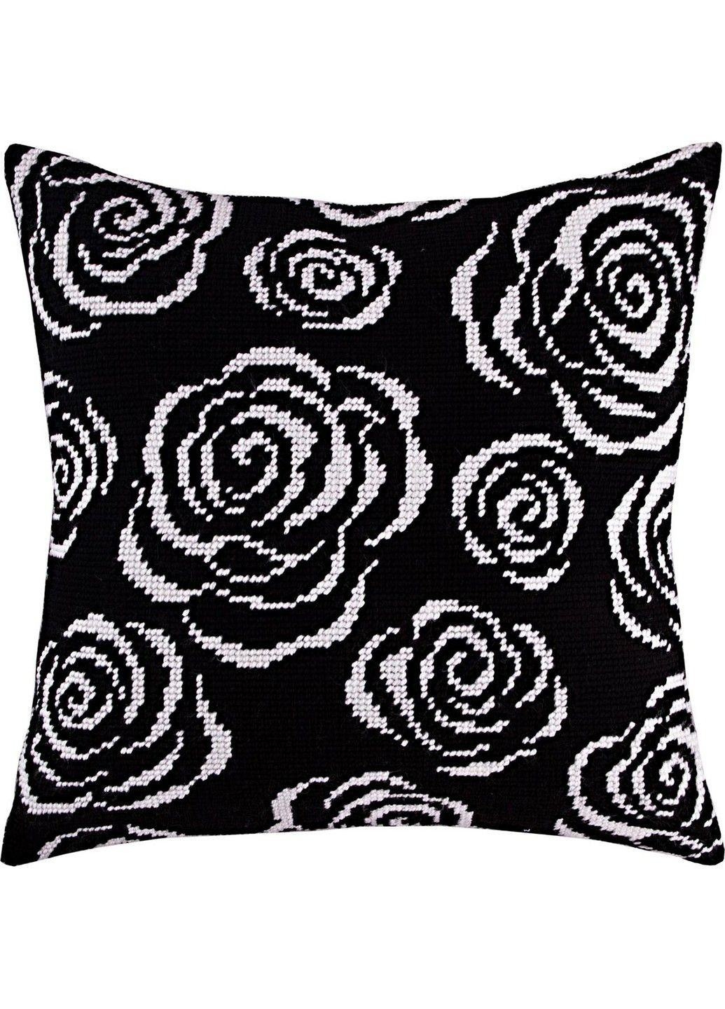 Набір для вишивання подушки хрестом Троянди вночі Страмін із пряжею Zweigart напівхрест 40х40 см No Brand (333165703)