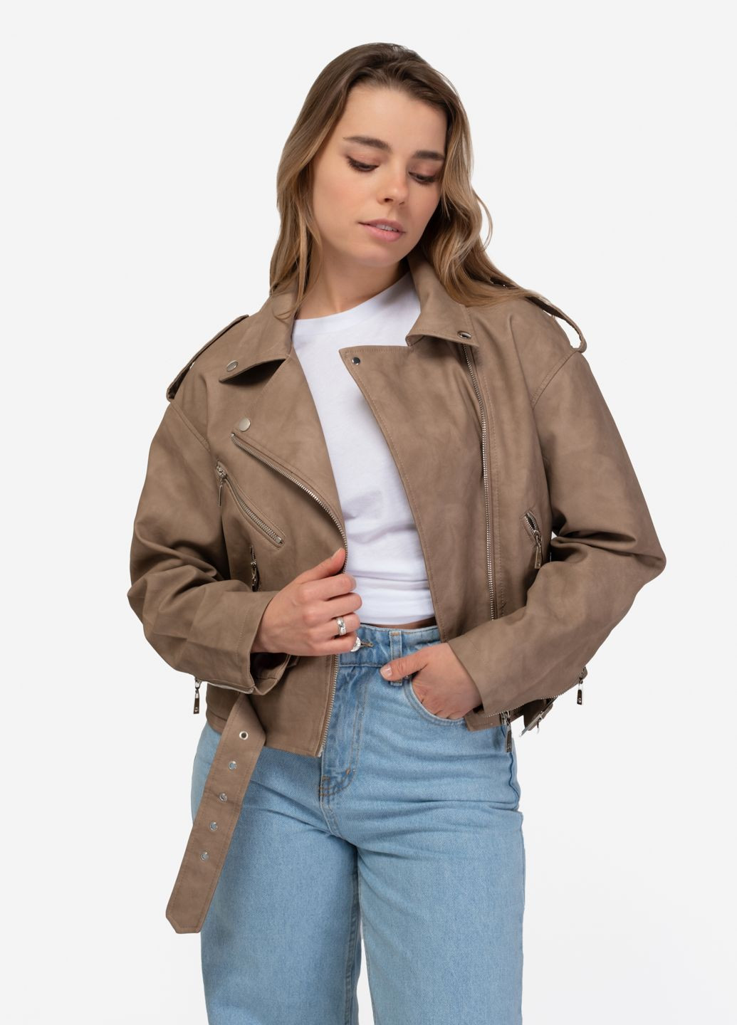 Бежева куртка-косуха жіноча m762-25 бежева 345415 косуха Power