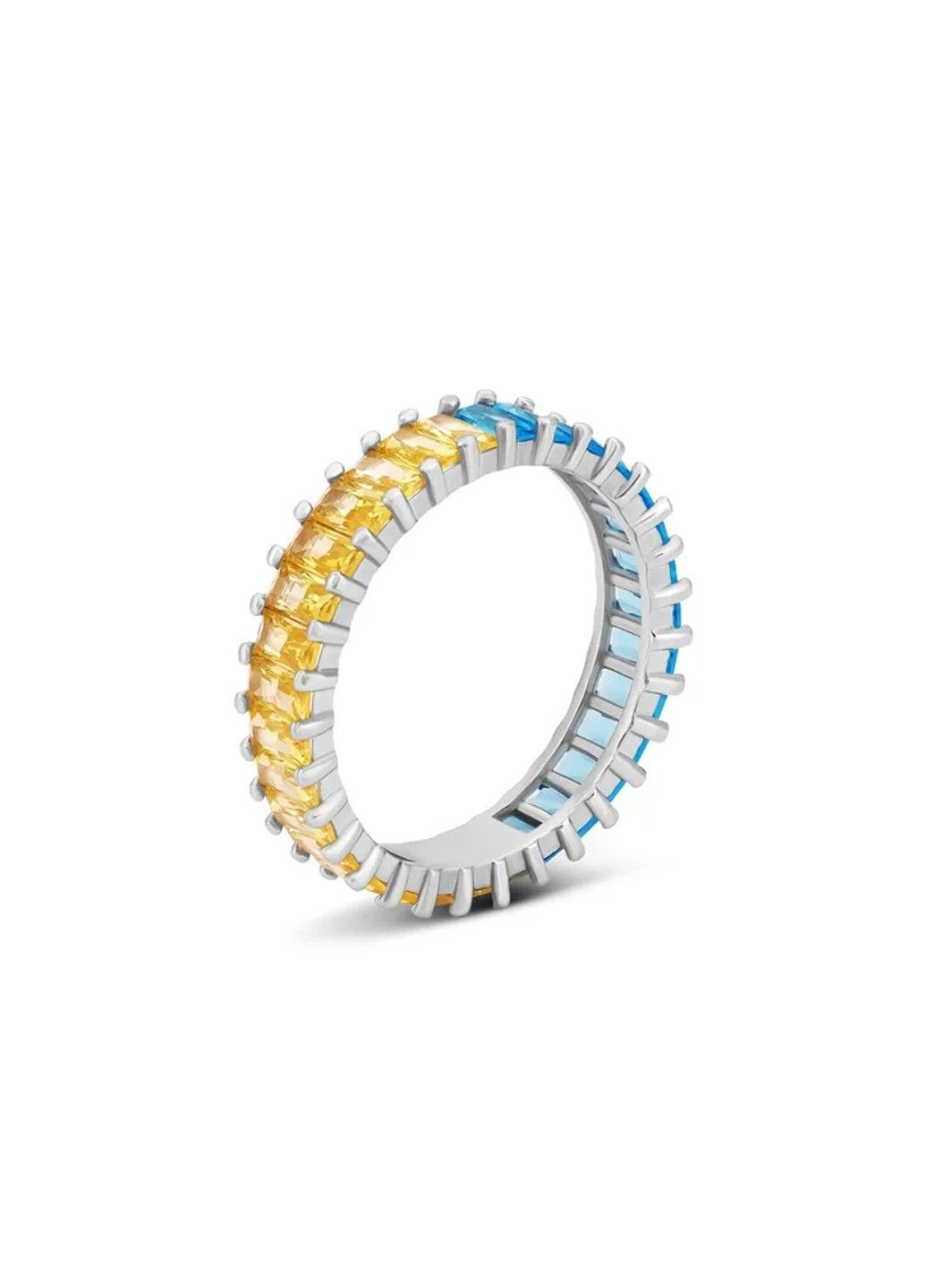 Серебряное кольцо Гламур желто-голубое 17р UMAX (291883762)