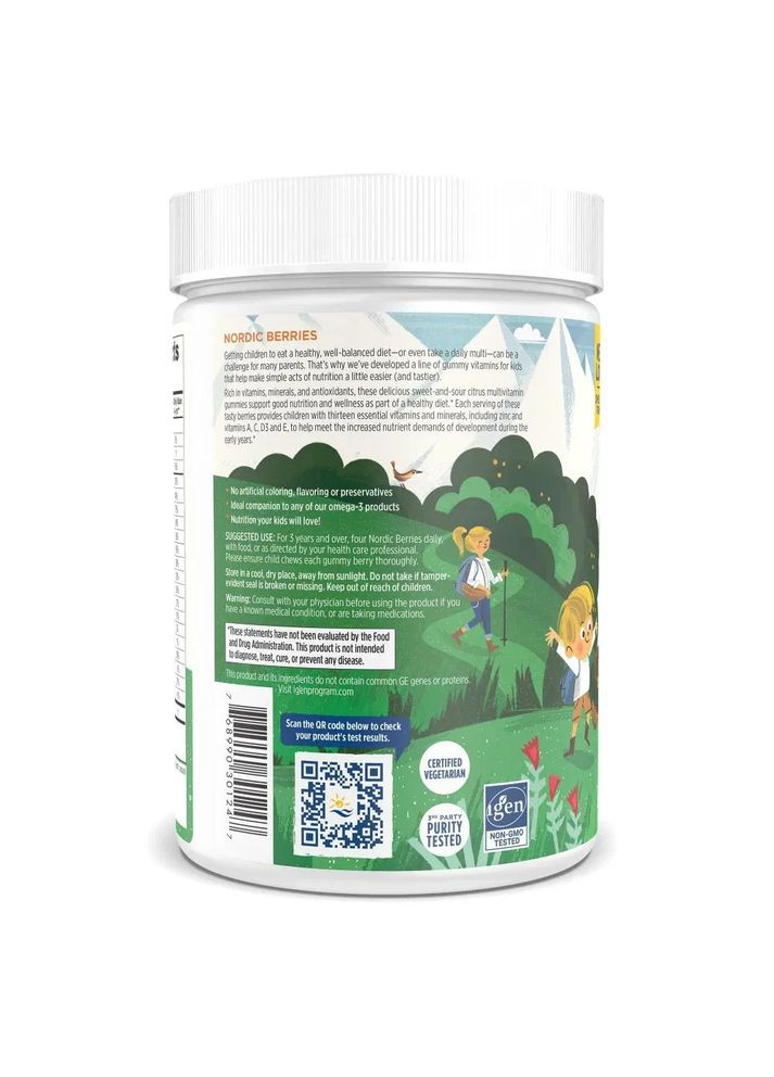 Витамины для детей от 3 лет Nordic Berries Multivitamin Gummies Оригинальные 200 жевательных Nordic Naturals (361117715)