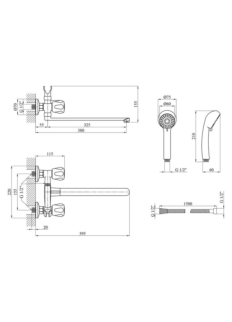 Смеситель для ванны KRP Hamburg - C070 Kroner (372463585)