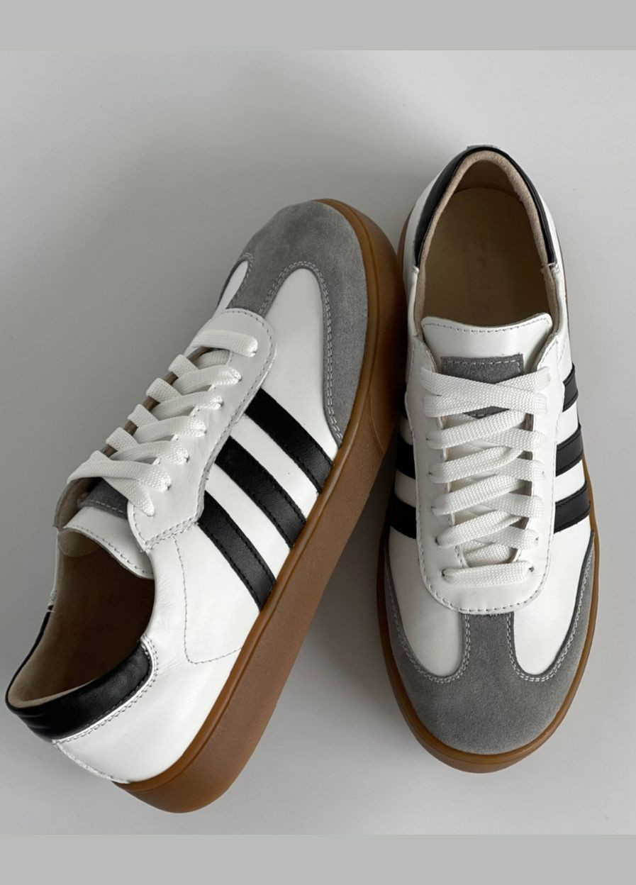 Білі кеди шкіряні з вставками з натуральної замші Soldi