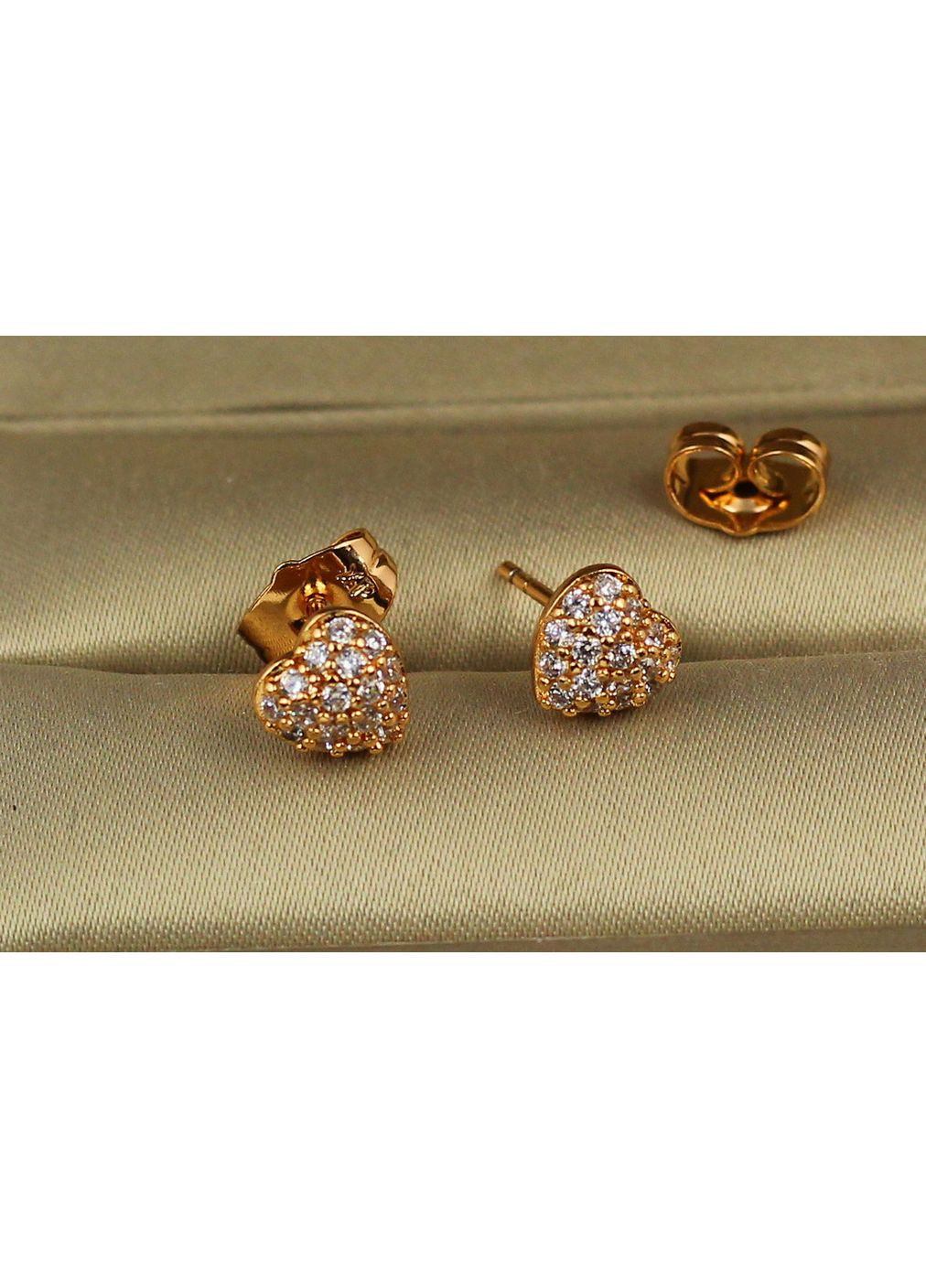 Сережки гвоздики сердечка в камінцях 7 мм золотисті love-shopping Xuping Jewelry (354661852)