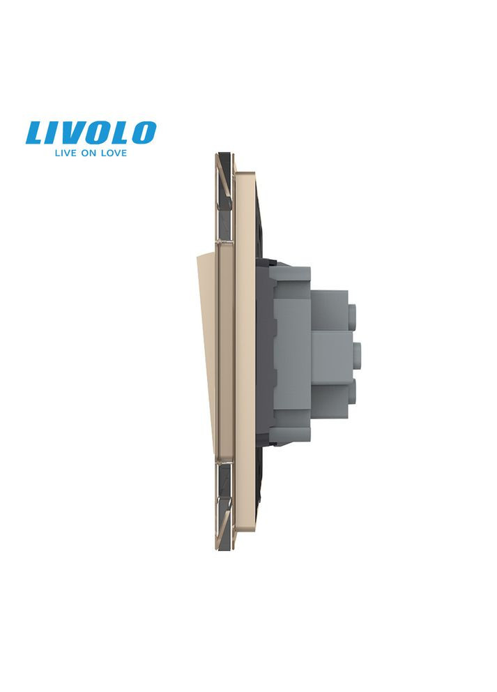 Одноклавішний прохідний вимикач золото скло (VL-С7FCMKS-2AP) Livolo (370985057)