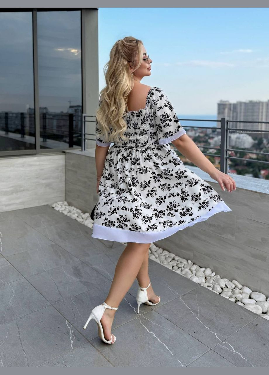 Белое повседневный платье DK/DL Мода без кордонів с цветочным принтом
