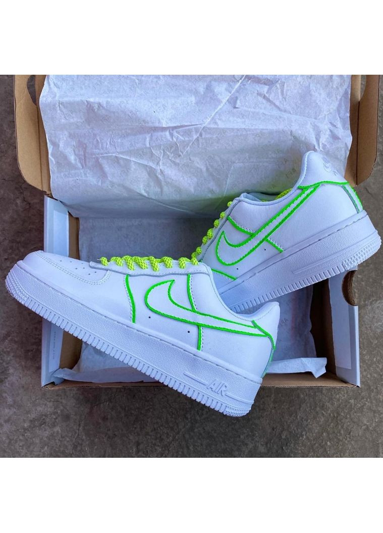 Сірі Осінні кросівки чоловічі nike air force 1 low white green найк аір форс 1 преміум No Brand