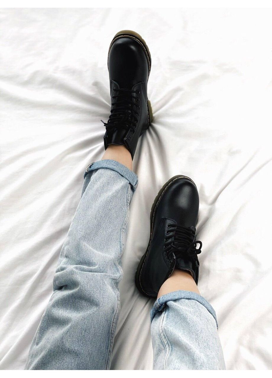 Черные зимние ботинки мужские dr. martens 1460 black 11822006 доктор мартенс (мех) берцы No Brand