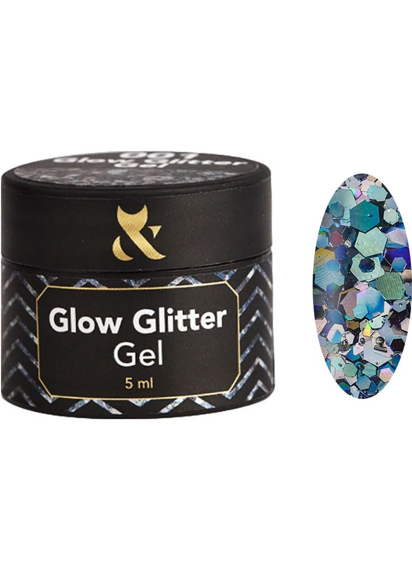 Глитер для дизайна Glow Glitter Gel №009, 5 мл F.O.X (356177020)