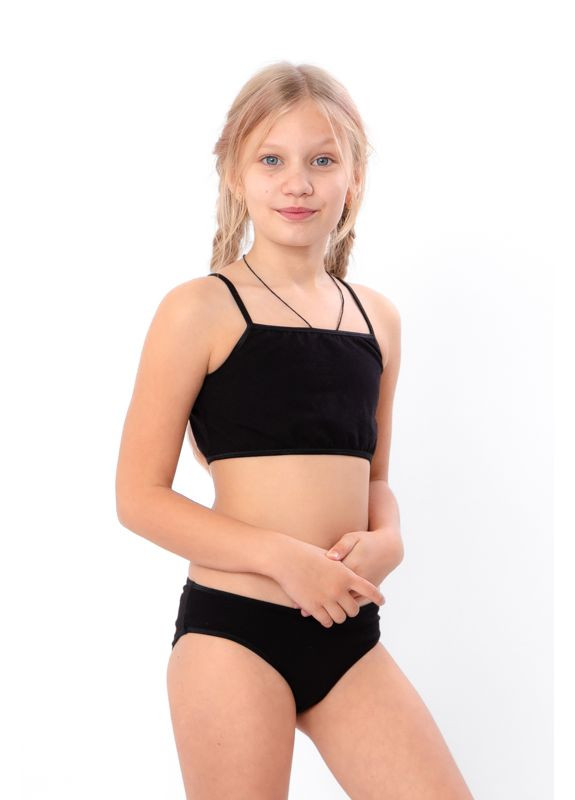 Чёрный комплект для девочки (топ+трусы) hc (h001-6298-036) Be in fashion