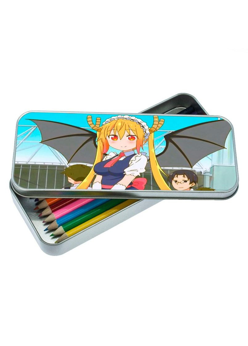 Органайзер для канцелярских принадлежностей металлический, кейс для мелочей Аниме Драконкомнатница кобаяши #004 7*18 см Silver No Brand (309153679)