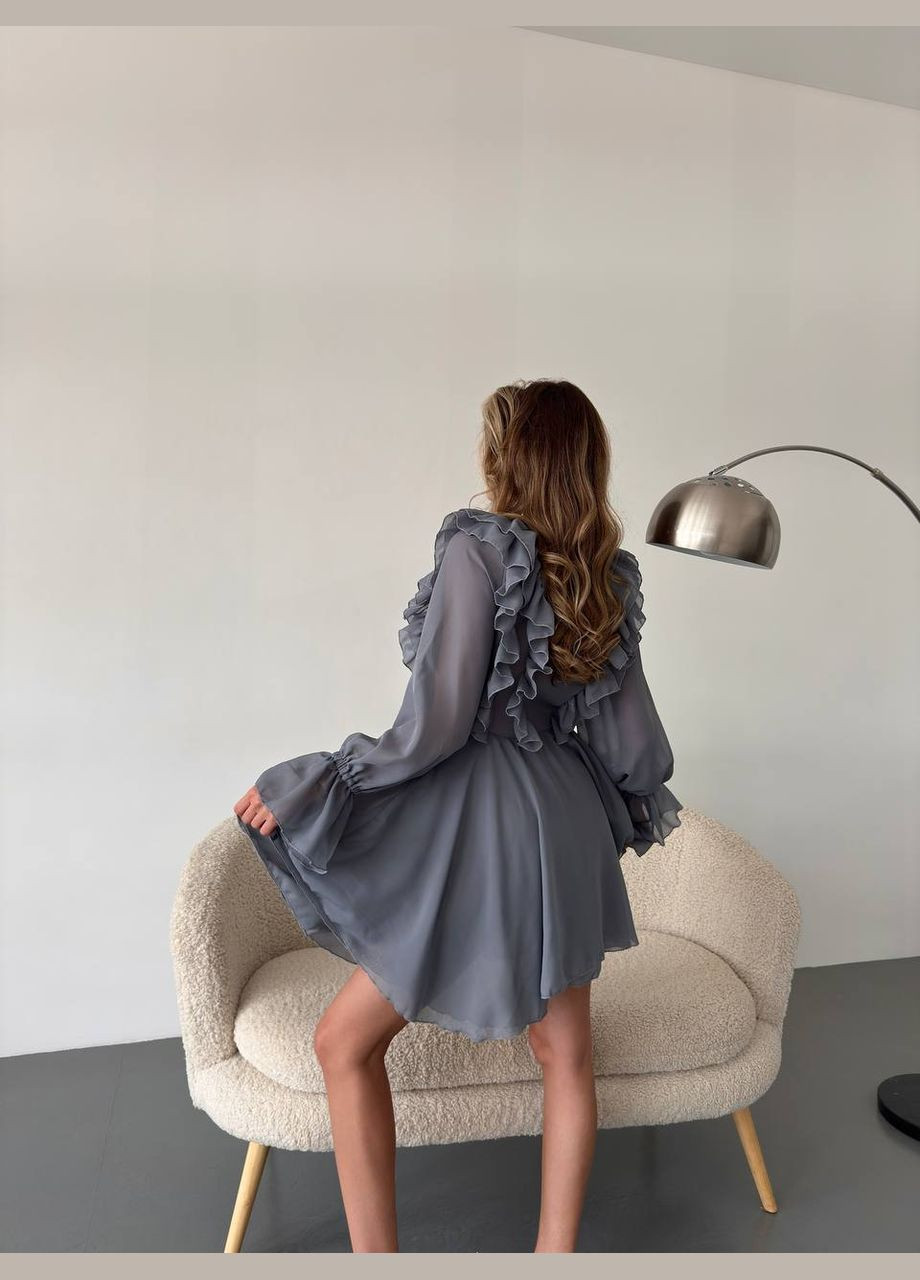 Графитовое праздничный, коктейльное, откровенный, повседневный, кэжуал, джинсовое, вечернее шифоновое платье Україна