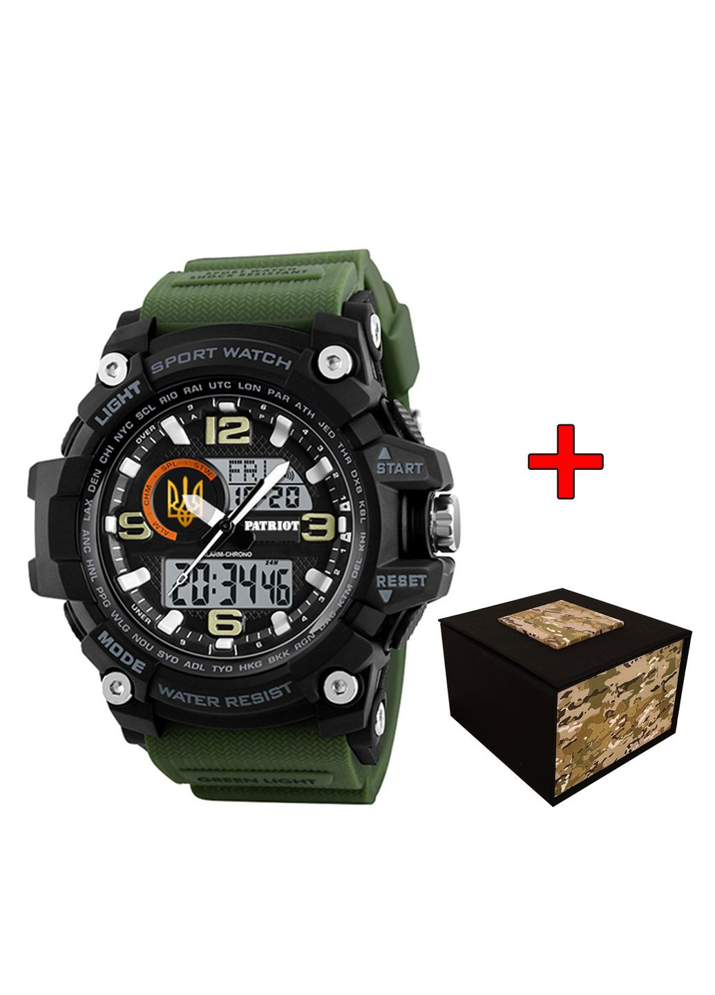 Наручний годинник з тризубом золотий для чоловіків спортивний електронний водонепроникний ProDobro (367266235)